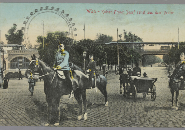     Historic photo of Emperor Franz Joseph in front of the Vienna Giant Ferris Wheel / Vienna Prater